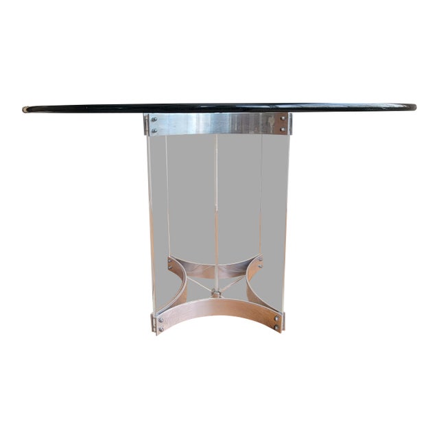 1970s Post Modern Lucite and Chrome Glass Top Coffee Table For Sale