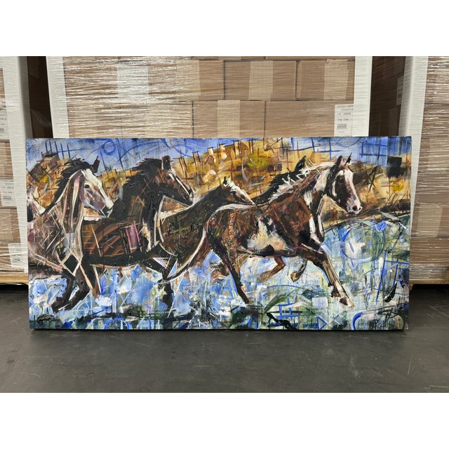 Experience the raw beauty and untamed spirit of "A River Run," an exquisite horse painting by the renowned artist Kent...