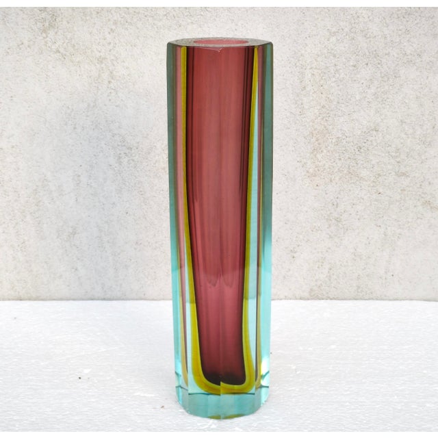 Large Murano Sommerso Block Vase 12 attributed to Mandruzzato, Italy, 1960s For Sale - Image 13 of 18