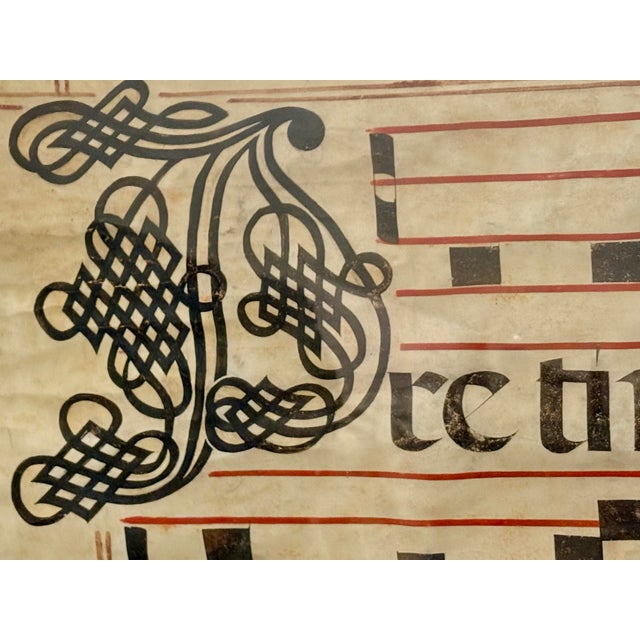This leaf is an illuminated medieval renaissance antiphonal manuscript circa 15th - 16th century, which features Gregorian...