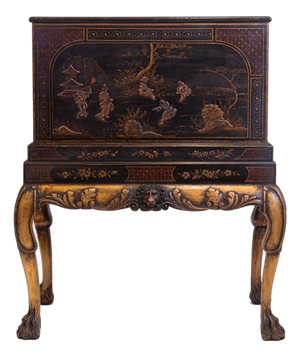 Black and Gilt Japanned Chinoiserie Chest, 1920s