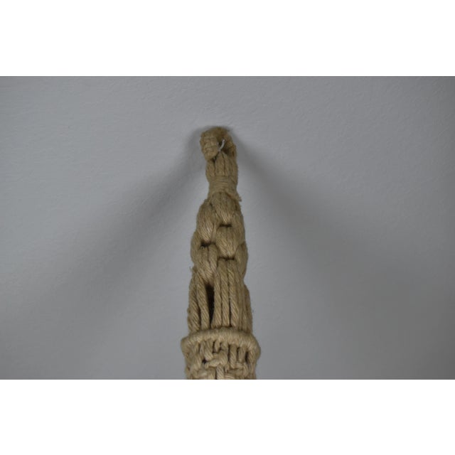 Mid 20th Century Tall Handwoven Beaded Macrame Ceiling Hanging Planter Holder For Sale - Image 6 of 6