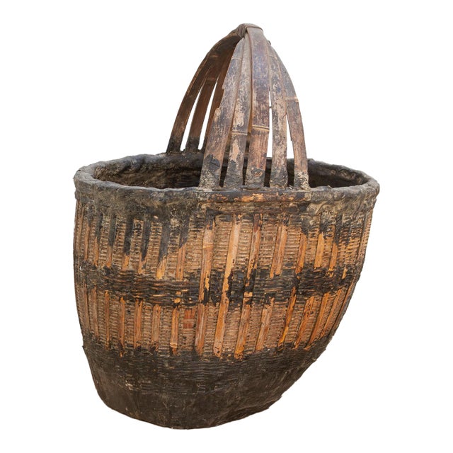 Vintage English Farmhouse Basket For Sale