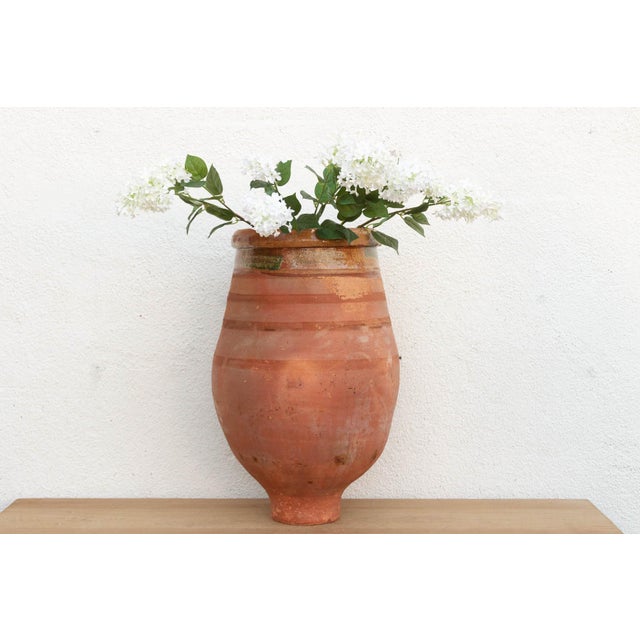 Mediterranean Large Mediterranean Terracotta Glazed Rim Floor Vase For Sale - Image 3 of 11