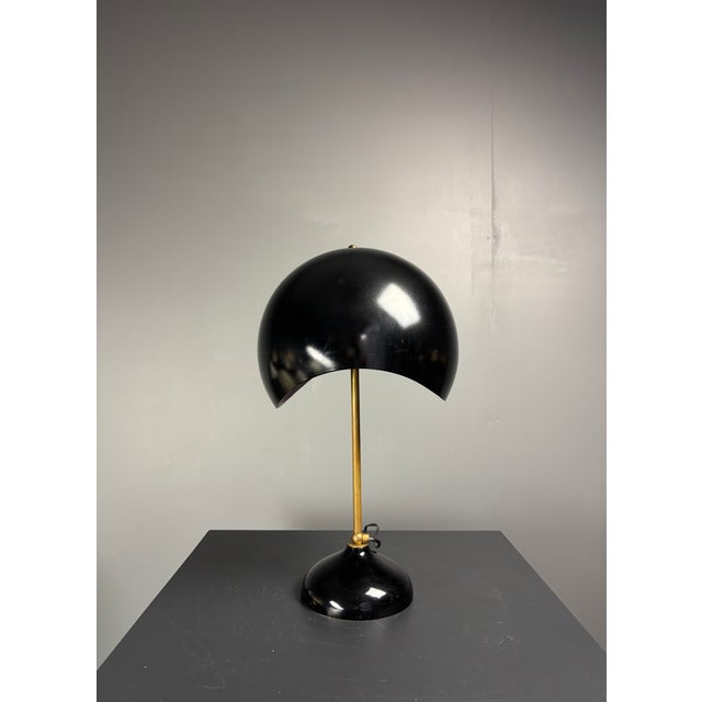 Mid-Century Italian Scallop Mushroom Wavy Brass Table Lamp, 1960s For Sale - Image 4 of 13