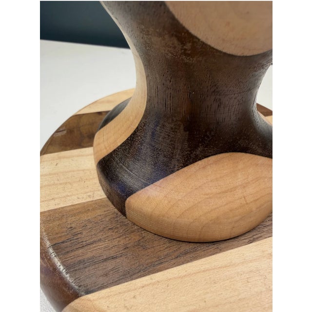 Vintage Danish-Modern Studio Craft Two-Tone Hand-Turned Wood Table Lamps - a Pair For Sale - Image 16 of 16