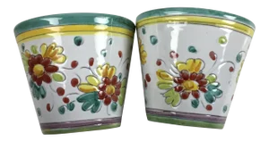 1960s Italy Terra Cotta Planters - a Pair