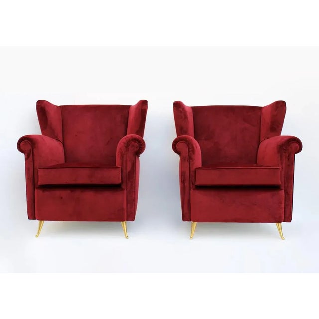 Set of Armchairs in Velvet and Brass, 1970s For Sale - Image 10 of 10