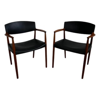 Ejner Larsen & Aksel Bender Madsen Teak Captain Chairs, 1950 For Sale