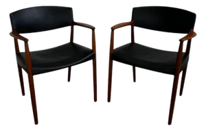 Ejner Larsen & Aksel Bender Madsen Teak Captain Chairs, 1950