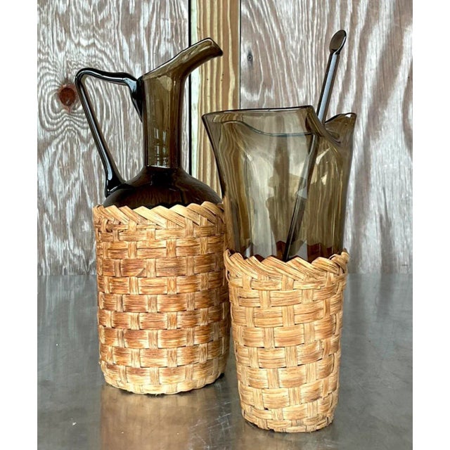 Rattan Retreat: The Vintage Boho Woven Rattan Bar Set of 2 offers a quintessential slice of American style, blending...