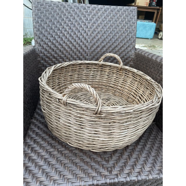 Vintage French Sun Bleached Style Gathering Basket For Sale - Image 4 of 11