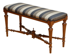 English Victorian Walnut Window Seat or Duet Stool, 1880