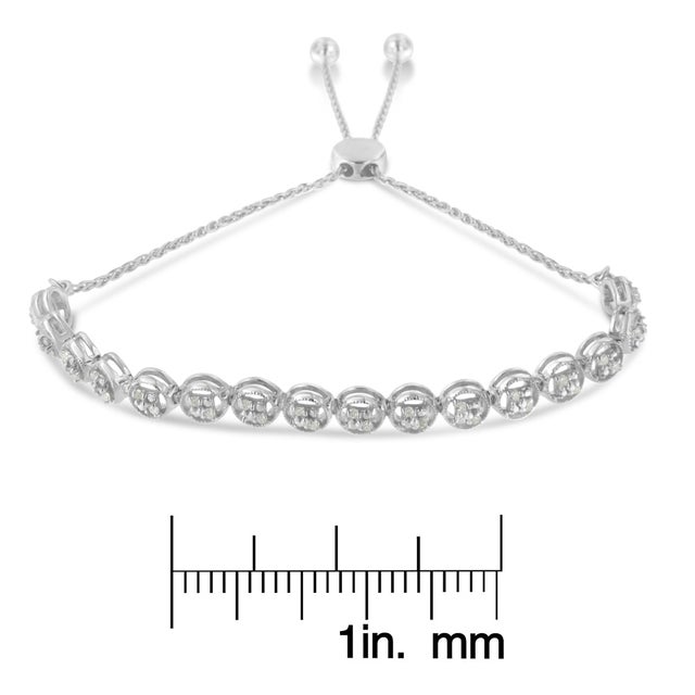 .925 Sterling Silver 1/4 cttw Round-cut Diamond Bolo Bracelet (I-J Color, I3 Clarity) For Sale In New York - Image 6 of 6