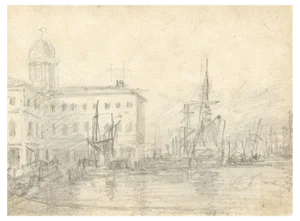 Sir Augustus Wall Callcott RA, Venetian Harbour, Early 19th Century, Graphite Drawing