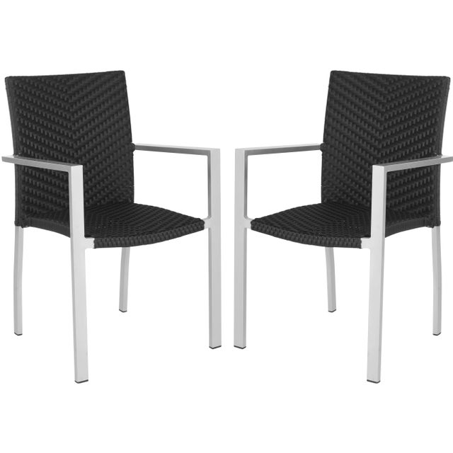 Black Indoor-Outdoor Stacking Armchair in Black - a Pair For Sale - Image 8 of 8