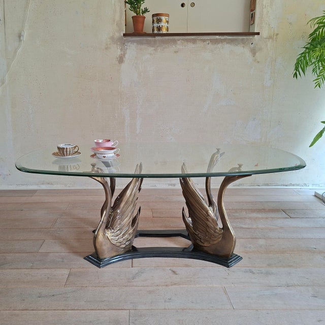 1970s Brass Swan Coffee Table, 1970s For Sale - Image 5 of 8