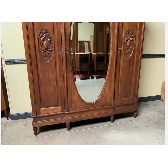 Brown Antique Wardrobe with Linen Compartments, 1910 For Sale - Image 8 of 10