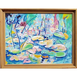 "Lilies in the Pond" Plein Air Oil Painting For Sale