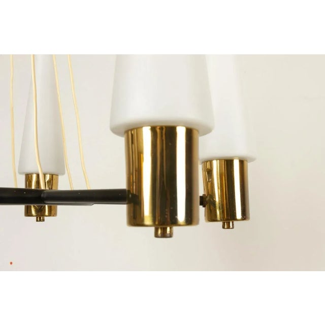 Mid-Century Modern Brass Pendant Lamp with Opal Glass Shades, 1960s For Sale - Image 17 of 18
