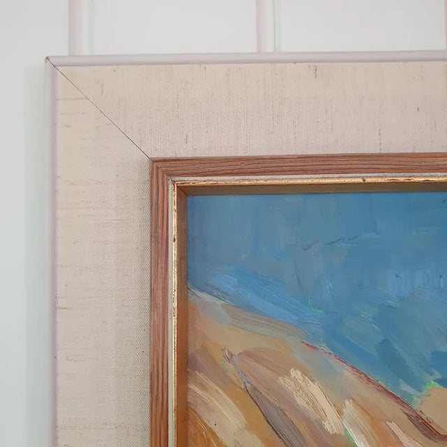 Mid Century Modernist Hillside Village Oil Painting by y.b. Lorenz For Sale - Image 4 of 18