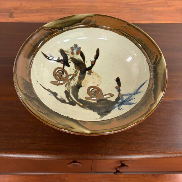 Japanese Vintage Japanese Mashiko Ware Pedestal Bowl by Takaichi Tokoi For Sale - Image 3 of 11
