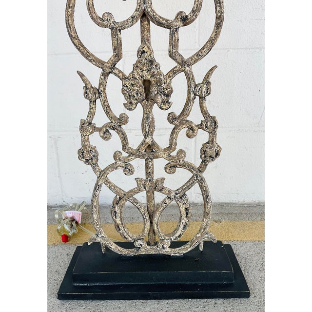 2020s Currey & Company Transitional Aged Iron Scroll Floor Lamp For Sale - Image 5 of 5