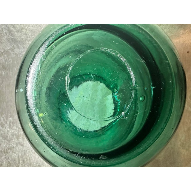 Glass Vintage Large Green Blown Glass Vase For Sale - Image 7 of 7