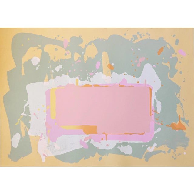 John Hoyland - Large Abstract Expressionist Serigraph - Yellow and Pink For Sale