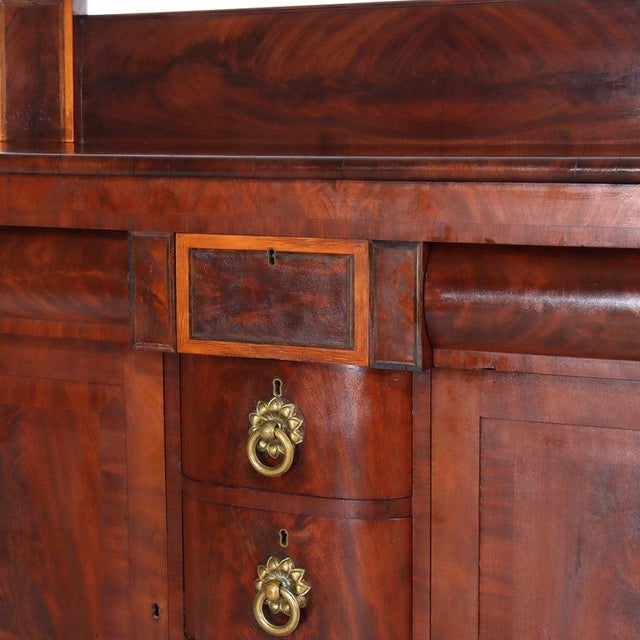 Mid 19th Century Antique American Empire Classical Flame Mahogany Sideboard, Bronze Pulls, C1840 For Sale - Image 5 of 18
