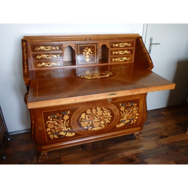 Ladies Secretaire with Flowers and Birds, 1890s For Sale - Image 9 of 18