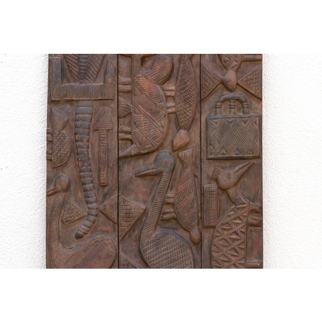 71" Tall Nupe Artisanal Carved Door For Sale - Image 4 of 7