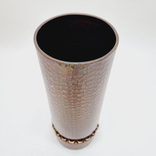 Copper Vintage Arts and Crafts Hammered Copper Vase, 1970s For Sale - Image 8 of 12