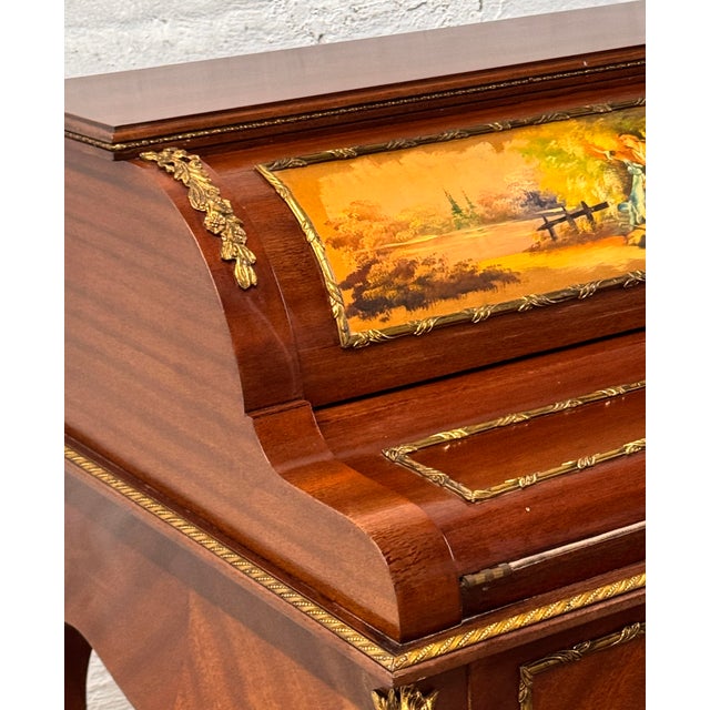 Late 20th Century French Louis XV Vernis Martin Style Rolltop Desk For Sale - Image 15 of 17