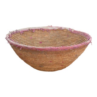 24"Dm Antique Harvest Coiled Basket For Sale