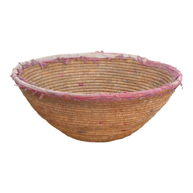 24"Dm Antique Harvest Coiled Basket For Sale