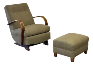 1970s Antique Deco Rocker and Ottoman