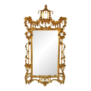 Chinese Chippendale Style Giltwood Mirror For Sale
