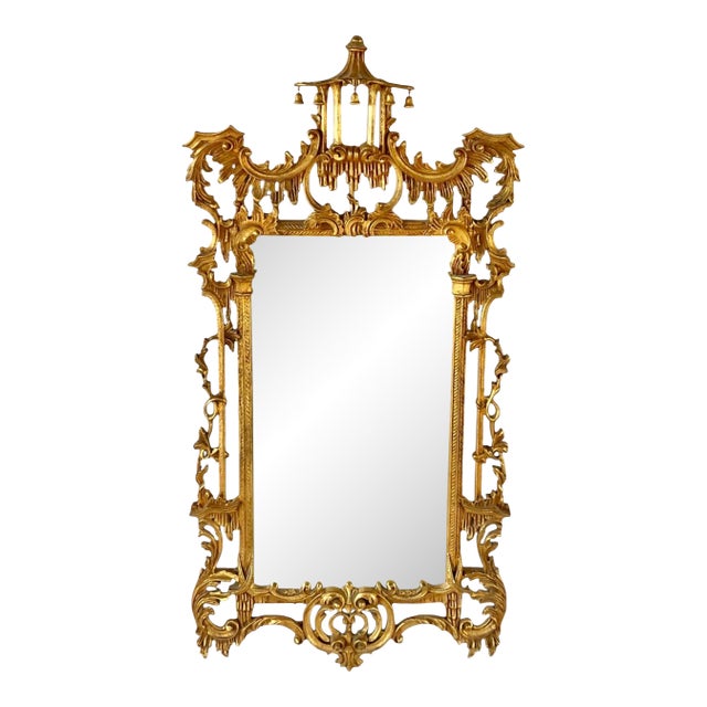 Chinese Chippendale Style Giltwood Mirror For Sale