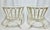 Pair 1950s Vintage Ficks Reed style white painted rattan tables. Flared shape with open arches and glass tops. Solid and...
