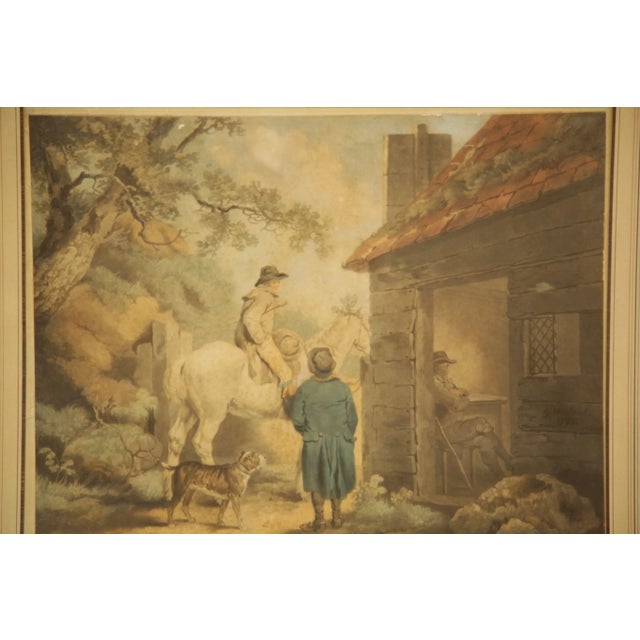 18th Century The Turnpike Gate' After George Morland Framed Mezzotint Printed in Color and Hand-Colored For Sale - Image 5 of 13