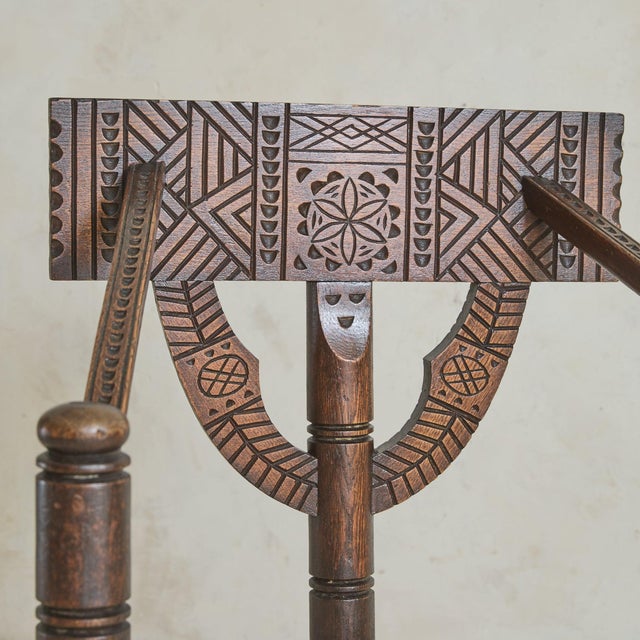 Rustic Antique Swedish Oak Corner Chair - 2 Available For Sale - Image 3 of 11