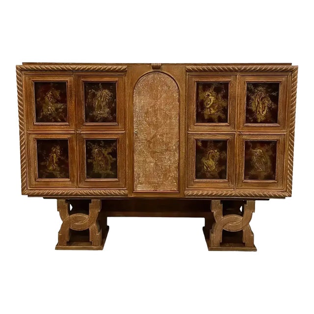1940s French Art Deco ''Eglomise Mirror'' Sideboard / Bar For Sale - Image 12 of 16