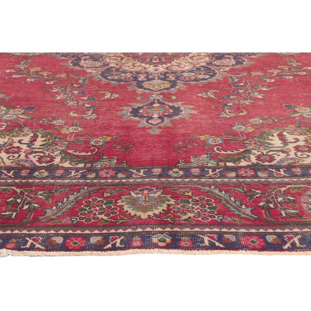 Early 20th Century Antique-Worn Persian Tabriz Rug - 09'11 X 12'11 For Sale - Image 4 of 9