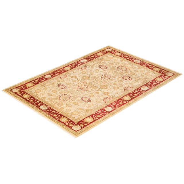 Ivory Vintage Moroccan Hand Knotted Wool Area Rug, Ivory - 6'2" X 8'10" For Sale - Image 8 of 9