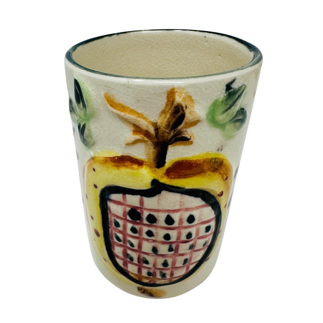 Mid-Century Japanese Hand-Painted Fruit Relief Pitcher & Tumbler Set - 6 Pieces For Sale - Image 12 of 14
