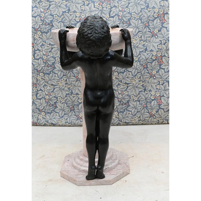 Wood Art Deco Water Font Bird Fountain in Marble and Bronze, 1930s For Sale - Image 7 of 13