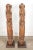An impressive pair of antique Indian hand-carved wood architectural fragments, now mounted on custom wood stands for...