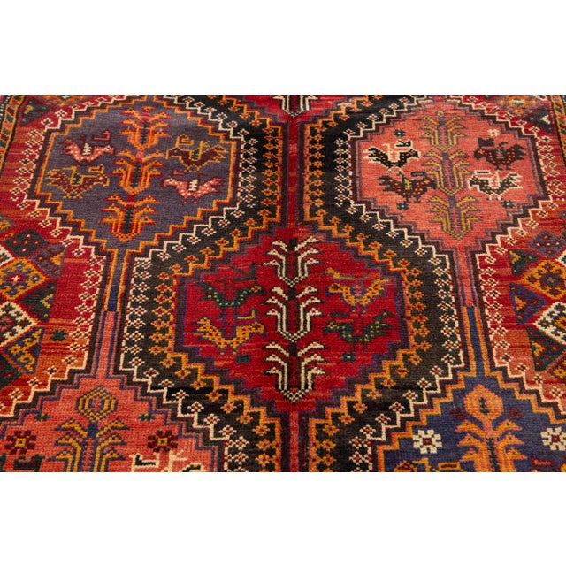 4 X 8 Multicolor Vintage Shiraz Persian Wool Rug With Allover Design For Sale - Image 4 of 10