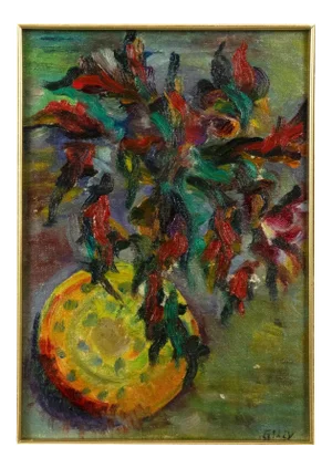 Marcel Gilly, Flower Vase, Oil on Panel, Early 20th Century